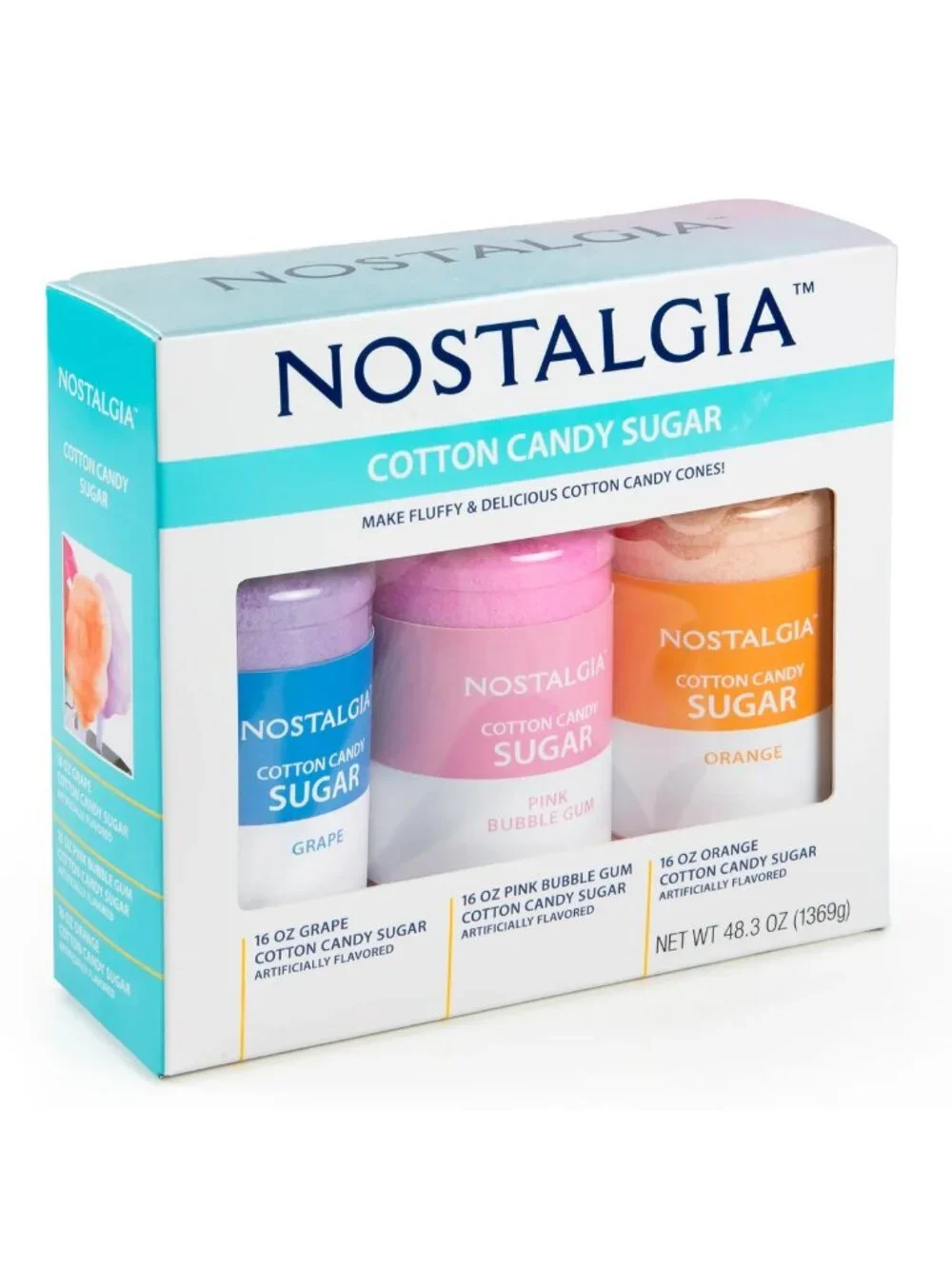 Brookstone Vintage Cotton Candy Maker + Nostalgia Sugar Kit 6 Bottles New in Box